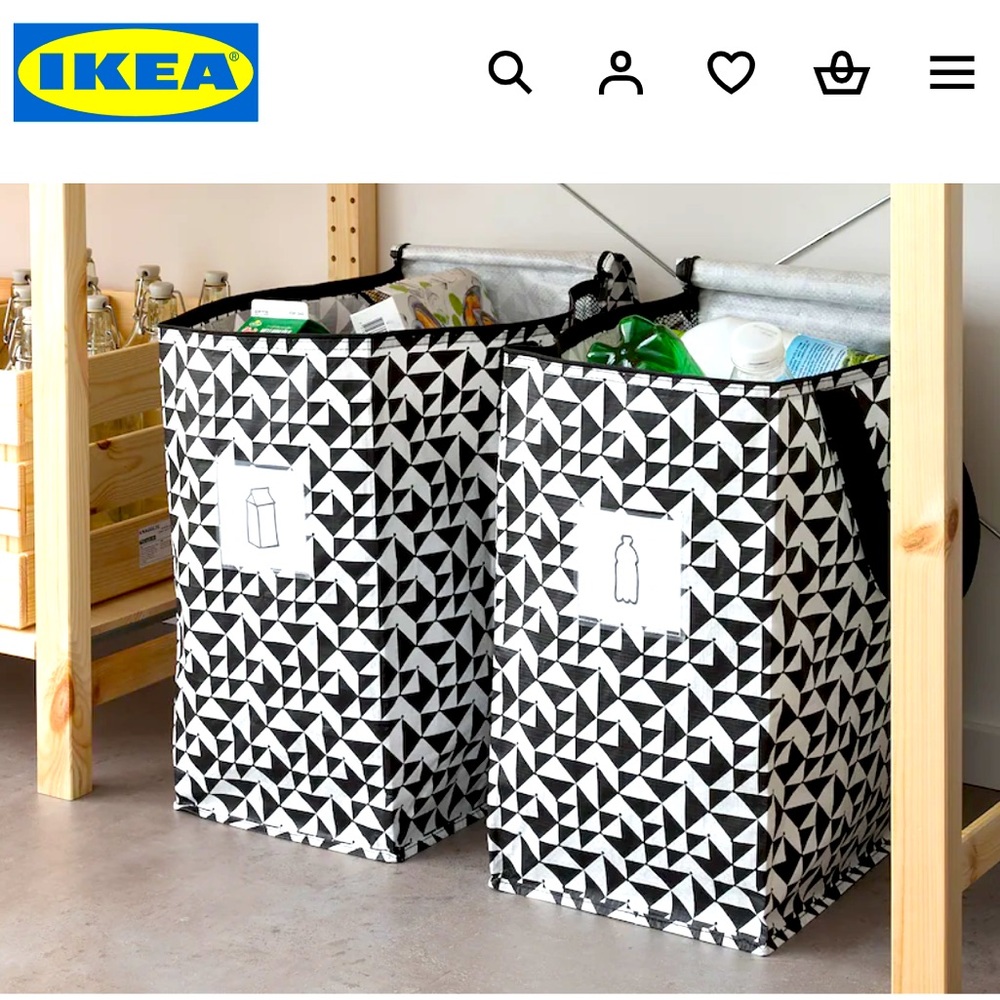 🖤 bundle 2 IKEA Knalla storage bags NWT black white zipper handles reusable 12g